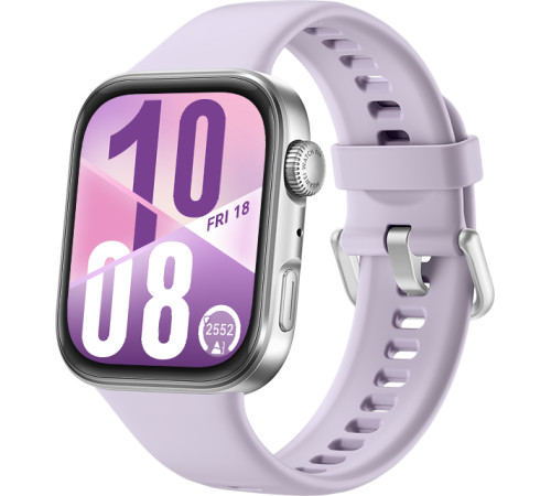 Умные часы Huawei Watch FIT 4 серебристый, с сиреневым силиконовым ремешком, международная версия