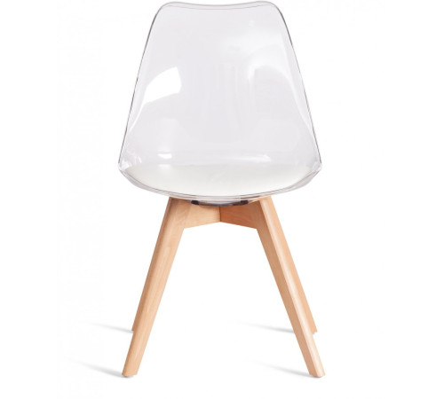 Стул TetChair Tulip дерево/пластик/экокожа прозрачный
