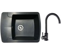 Кухонная мойка БелЭворс Flexi R + смеситель W4998-3-22 черный