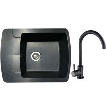 Кухонная мойка БелЭворс Flexi R + смеситель W4998-3-22 черный