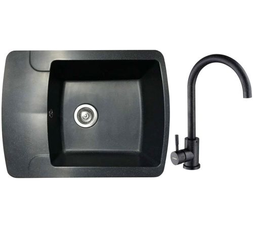 Кухонная мойка БелЭворс Flexi R + смеситель W4998-3-22 черный