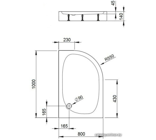 Душевой поддон Bravat Type-D2 P2810 100х80