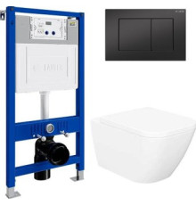 Унитаз подвесной Lauter Nuremberg 21811 + 21901002 белый, с кнопкой смыва 219704J черный