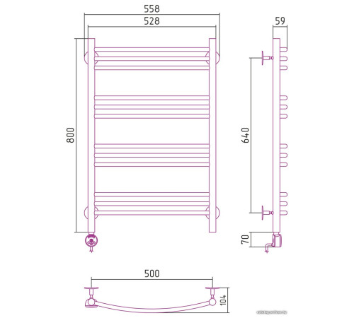Полотенцесушитель Стилье Формат 10 ТЛ 800х500 3+3+3+3 Г16 00511-8050