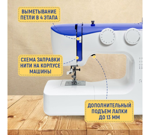 Электромеханическая швейная машина Janete 990 синий
