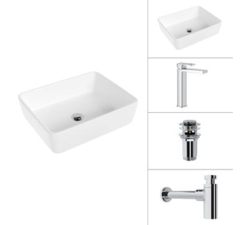 Умывальник Lauter 21674 + Cascade 21СК0655C + сифон 21635CH + дон.клапан 21190CH хром