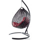 Подвесное кресло M-Group Капля Люкс 11030402 черный ротанг/бордовая подушка