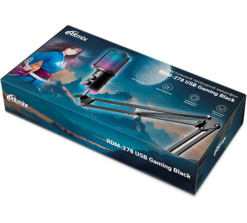 Проводной микрофон Ritmix RDM-278 USB Gaming черный