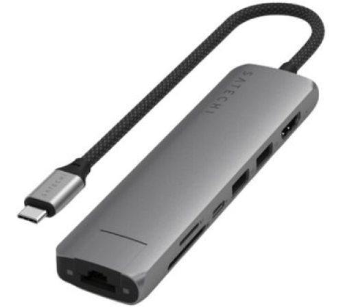 Док-станция Satechi 7-in-1 USB-C Slim Multiport Adapter with Ethernet ST-P7SM серый