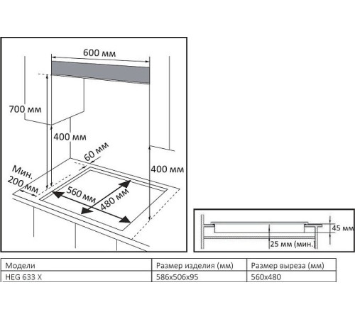 Варочная панель Evelux HEG 633 X