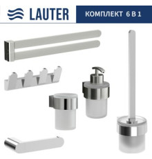 Набор аксессуаров для ванной Lauter 21TS3018 + 21TS3020 + 21TS3008 + 21TS3012 + 21TS3003 + 21TS3022 Chrome, 6 предметов