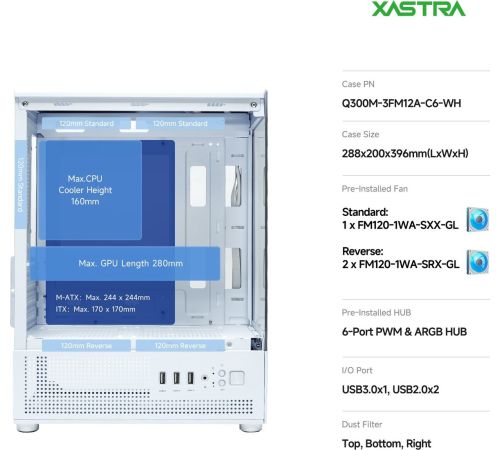 Корпус XASTRA Q300M 3ARGB-C6 белый