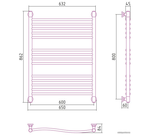 Полотенцесушитель Сунержа Флюид+ 800х600 00-0222-8060