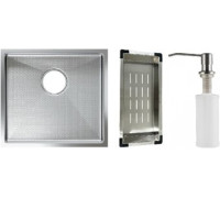 Кухонная мойка Schtoff Undermount Best Decor Silver 4545 + коландер K-1 BLACK + дозатор SD-1 SILVER