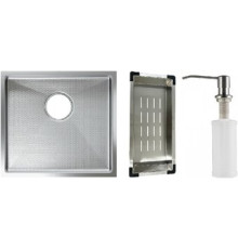 Кухонная мойка Schtoff Undermount Best Decor Silver 4545 + коландер K-1 BLACK + дозатор SD-1 SILVER