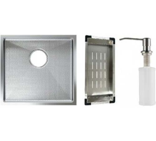 Кухонная мойка Schtoff Undermount Best Decor Silver 4545 + коландер K-1 BLACK + дозатор SD-1 SILVER