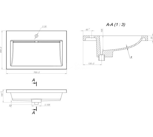 Умывальник Versalia Luxor 700