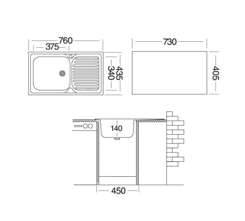 Кухонная мойка Ukinox CLM760.435 GW6K 2L