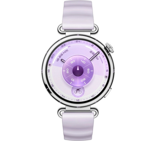 Умные часы Huawei Watch GT 6 41 мм серебристый, с сиреневым силиконовым ремешком, международная версия