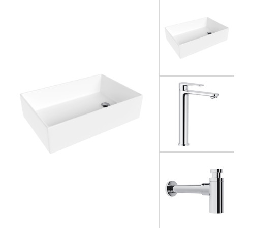 Умывальник Lauter 21518-1 + Moon 21СK81691C с сифоном 21635CH хром