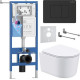 Унитаз подвесной Roxen Simple Compact в комплекте с инсталляцией StounFix Dual Fresh 6 в 1 868492 кнопка: черный матовая