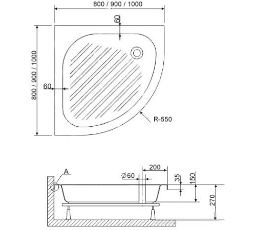 Душевой поддон RGW BP/CL-S 90x90