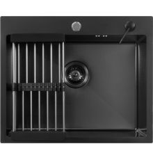 Кухонная мойка Aquaforta 600*500, коландер, дозатор BLACK DECOR