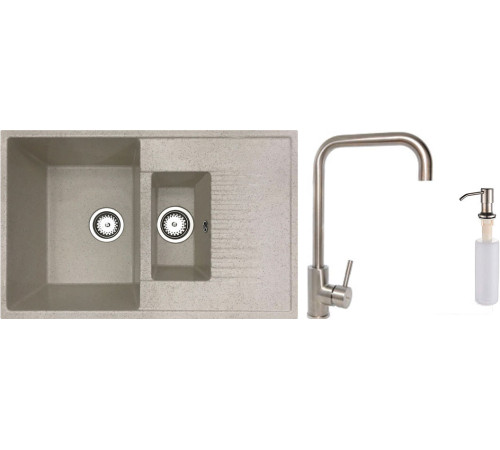 Кухонная мойка БелЭворс Forma L + смеситель W4998-4 + дозатор L405-1 бежевый