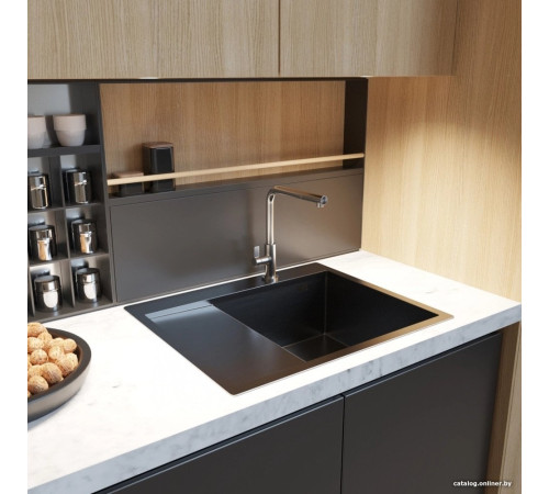 Кухонная мойка Mixline Pro 552929 черный графит, с сифоном
