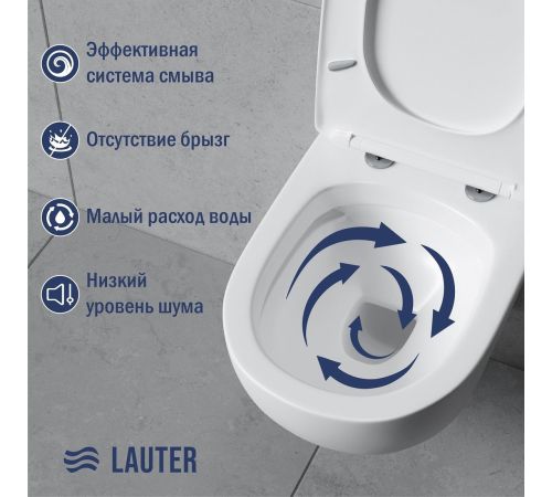 Унитаз подвесной Lauter Sulzdorf + GROHE Rapid SL 38772001 + панель GROHE 37131000 белый с микролифтом