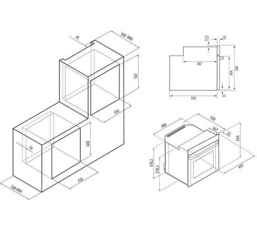 Газовый духовой шкаф Krona Stretto 45 WH
