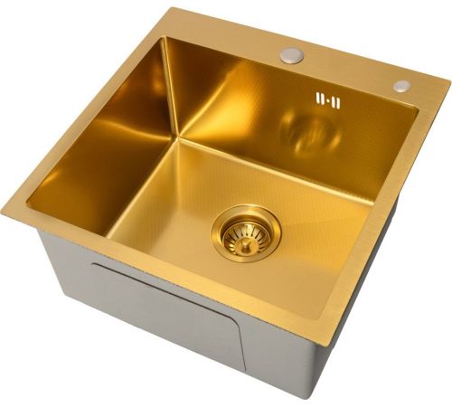 Кухонная мойка Basic CL DS Decor 45x50 золото, коландер, дозатор