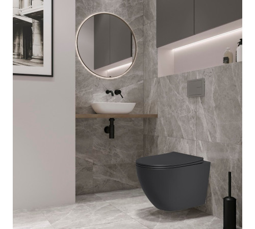 Унитаз подвесной Lauter Augsburg с жестким сиденьем Soft Close 21109EC черный матовый, скрытое крепление