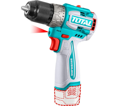 Дрель-шуруповерт Total TDLI16682 с 2-мя АКБ, кейс