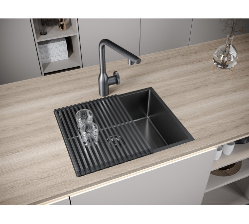 Кухонная мойка Paulmark Next 54 Uni PM215444-GM черный/вороненая сталь