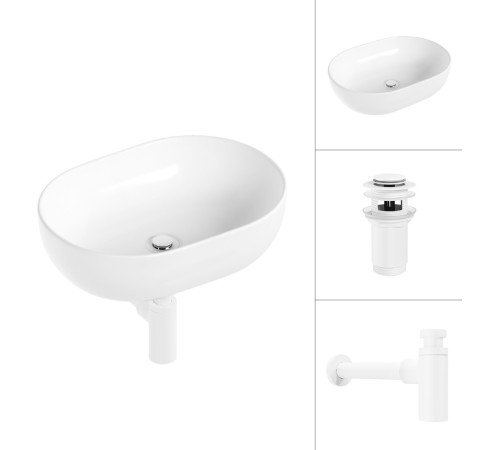 Умывальник Lauter 21836A + клапан 21190W + сифон 21635W белый матовый