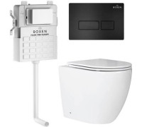 Унитаз приставной Roxen Antares в комплекте с инсталляцией Attach 5 в 1 967019 кнопка: черный матовый