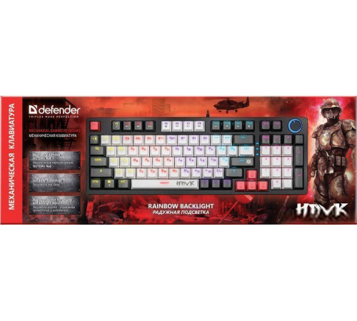 Клавиатура Defender Hawk GK-418 черный, Outemu Red