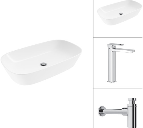 Умывальник Lauter 21393-70 + Cascade 21СК0655C + сифон 21635CH хром