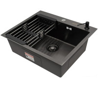 Кухонная мойка ARFEKA ECO AR мойка 600*500, коландер, дозатор BLACK