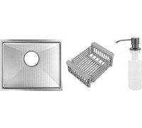 Кухонная мойка Schtoff Undermount Best Decor Silver 5545 + коландер KR-1 GREY + дозатор SD-1 GREY