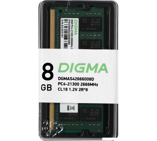Оперативная память Digma 8ГБ DDR4 SODIMM 2666 МГц DGMAS42666008D