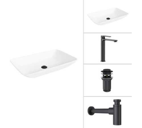 Умывальник Lauter 21540 + Moon 21СК8691BS + сифон 21635B + дон.клапан 21190B черный матовый