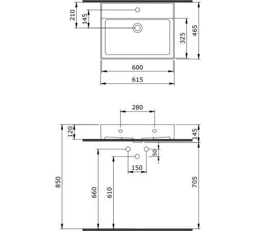 Умывальник Lauter Optima 60.5 керамический