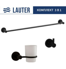 Набор аксессуаров для ванной Lauter 21TS20116 + 21T2010 + 21TS2014 Matt Black, 3 предмета