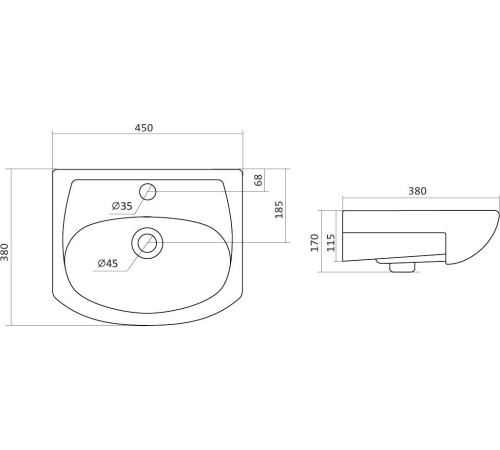 Умывальник Santek Азов-45 45x38 [1.WH11.2.449]