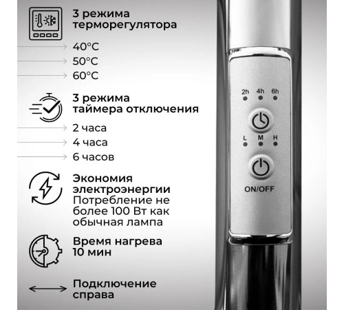 Полотенцесушитель Маргроид Ferrum Вид 10 СНШ 80/40 Белый матовый, скрытого монтажа, таймер справа