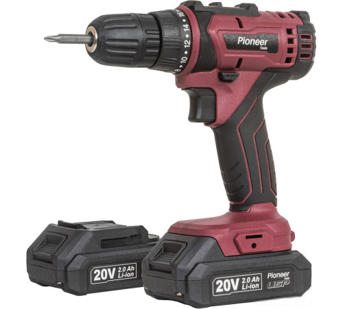 Дрель-шуруповерт Pioneer Tools CD-M2002C-USP с 2-мя АКБ, кейс, оснастка