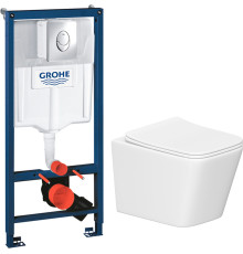 Унитаз подвесной Lauter Square 214903 + GROHE Rapid SL 38721001 овальная, хром