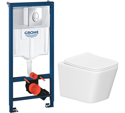 Унитаз подвесной Lauter Square 214903 + GROHE Rapid SL 38721001 овальная, хром